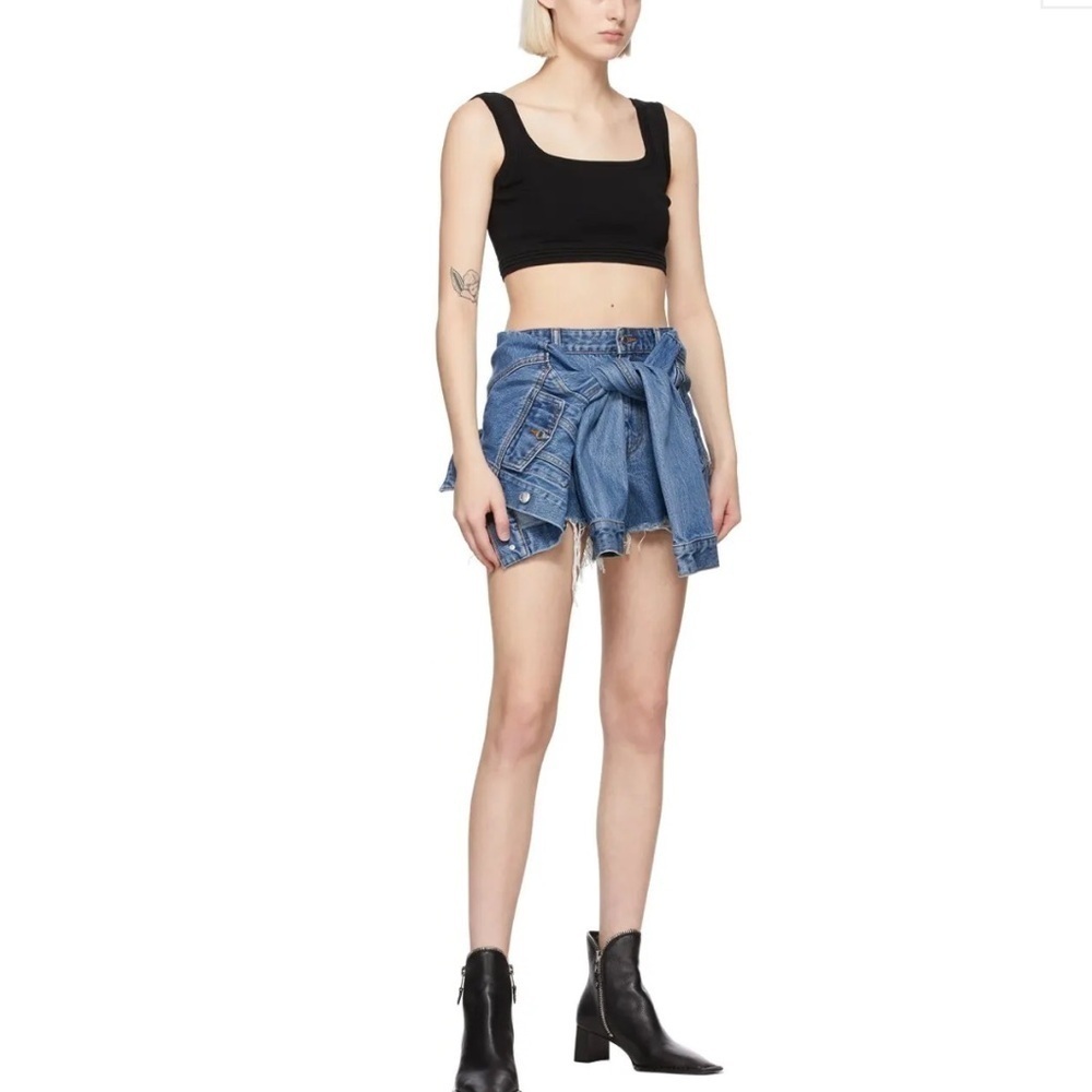 ALEXANDER WANG Blue Denim Tie Front Short Skort - Picture 15 of 15